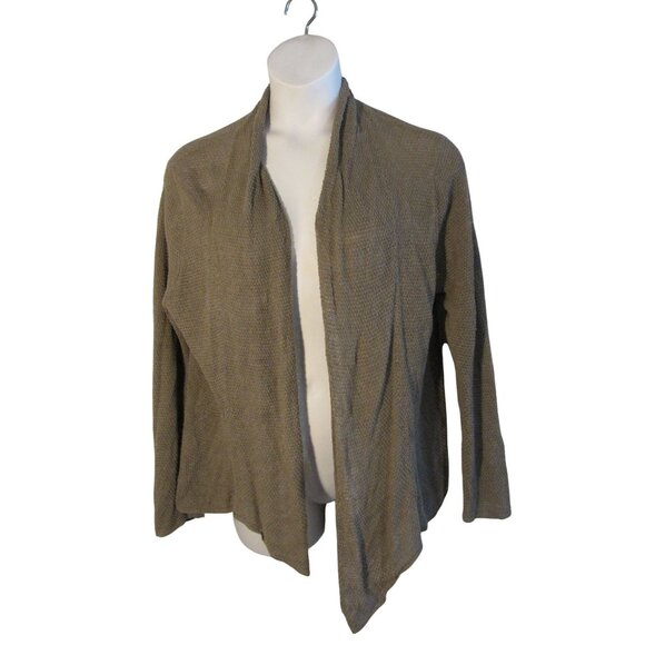 J. Jill PureJill XL Taupe Linen Waffle Knit Open Front Cardigan Sweater - Picture 1 of 3